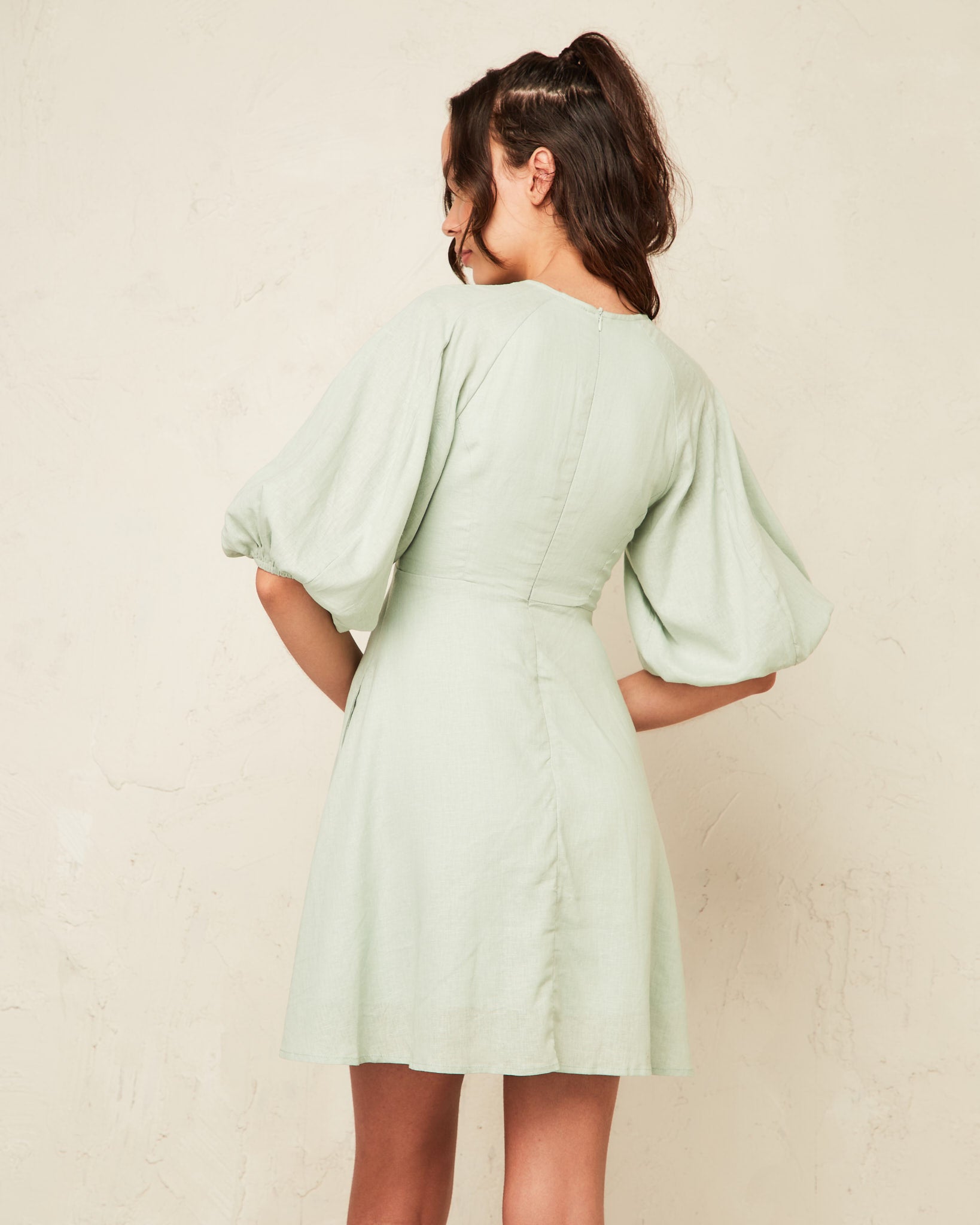 KAILANI LINEN PUFF SLEEVE DRESS