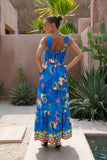 Philippa Blue Abstract Tiered Midi Dress