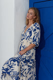 Cali Blue Abstract Midi Dress