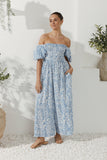 Skyra Blue Boho Puff Sleeve Jumpsuit