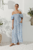 Skyra Blue Boho Puff Sleeve Jumpsuit