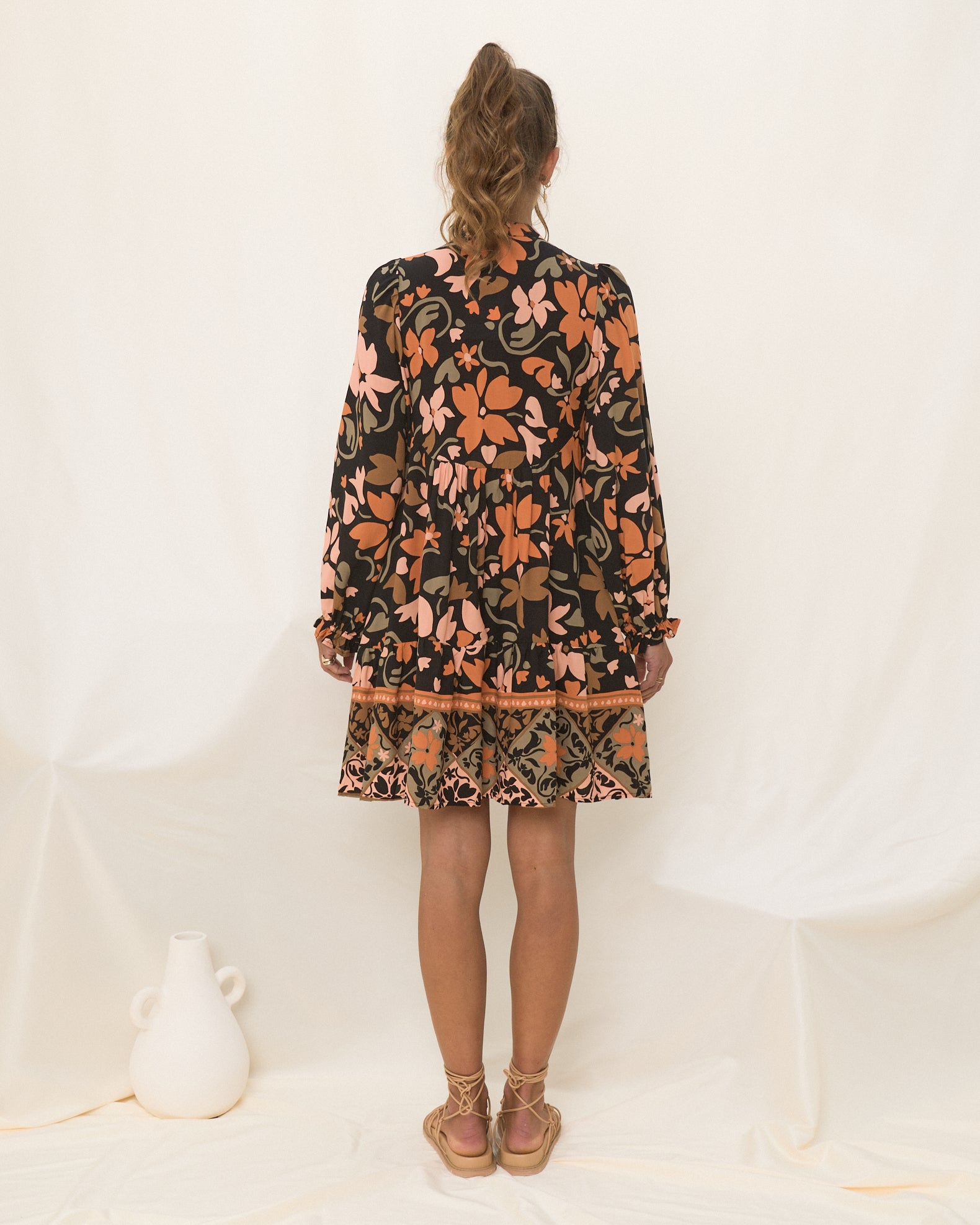 Black and orange floral dress sale