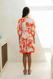 Chiara Orange Tropical Balloon Sleeve Mini Dress