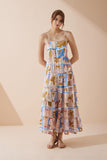 Ismerie Pink Tropical Tiered Maxi Dress