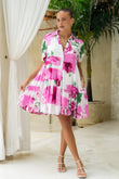 Roselyn Pink Floral Puff Sleeve Mini Dress