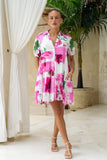 Roselyn Pink Floral Puff Sleeve Mini Dress