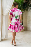 Roselyn Pink Floral Puff Sleeve Mini Dress