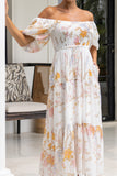 Emmeline Yellow Floral Puff Sleeve Midi Dress