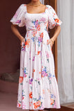 Lorelai Multicolour Floral Puff Sleeve Midi Dress