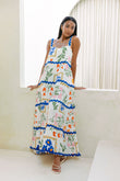 Calantha Multicolour Floral Ric Rac Tiered Maxi Dress