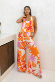 Calinda Orange Abstract Jumpsuit