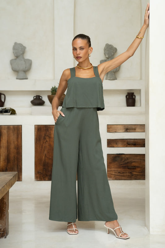 Adele Khaki Green Jumpsuit