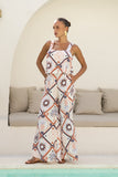 Kalani Brown Abstract Tile Jumpsuit