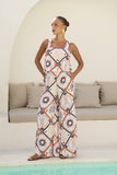 Kalani Brown Abstract Tile Jumpsuit