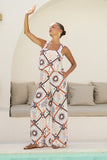 Kalani Brown Abstract Tile Jumpsuit