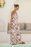 Kalani Brown Abstract Tile Jumpsuit