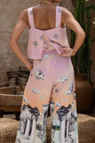 Valora Pink Abstract Jumpsuit