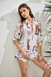 Mira Brown Sea Shells Tropical Playsuit