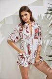 Mira Brown Sea Shells Tropical Playsuit