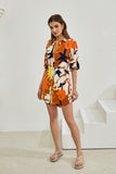 Esmeralda Orange Abstract Belted Mini Dress