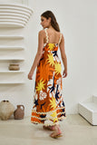 Esmeralda Orange Abstract Ric Rac Maxi Dress