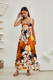 Esmeralda Orange Abstract Ric Rac Maxi Dress