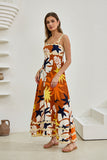 Esmeralda Orange Abstract Ric Rac Maxi Dress