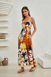 Esmeralda Orange Abstract Ric Rac Maxi Dress