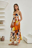 Esmeralda Orange Abstract Ric Rac Maxi Dress