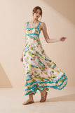 Beach Club Pink Abstract Ric Rac Maxi Dress