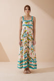 Beach Club Pink Abstract Ric Rac Maxi Dress