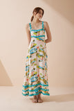 Beach Club Pink Abstract Ric Rac Maxi Dress