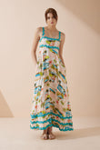 Beach Club Pink Abstract Ric Rac Maxi Dress