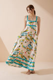 Beach Club Pink Abstract Ric Rac Maxi Dress