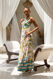 Beach Club Pink Abstract Ric Rac Maxi Dress