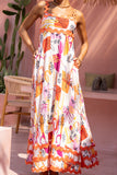 Saffron Orange Abstract Ric Rac Maxi Dress