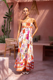 Saffron Orange Abstract Ric Rac Maxi Dress