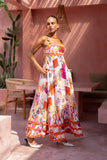 Saffron Orange Abstract Ric Rac Maxi Dress