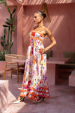 Saffron Orange Abstract Ric Rac Maxi Dress