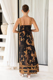 Estella Black Abstract Floral Ric Rac Maxi Dress