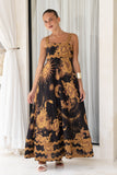 Estella Black Abstract Floral Ric Rac Maxi Dress