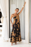 Estella Black Abstract Floral Ric Rac Maxi Dress