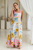 Florida Blue Tropical Ric Rac Maxi Dress