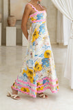 Florida Blue Tropical Ric Rac Maxi Dress