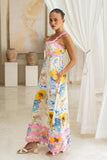 Florida Blue Tropical Ric Rac Maxi Dress