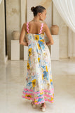 Florida Blue Tropical Ric Rac Maxi Dress