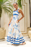 Nautical Blue Abstract Ric Rac Maxi Dress