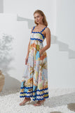 Hawaii Blue Tropical Ric Rac Maxi Dress