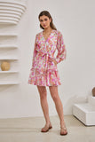 Anthea Pink Floral Long Sleeve Mini Dress