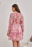 Anthea Pink Floral Long Sleeve Mini Dress